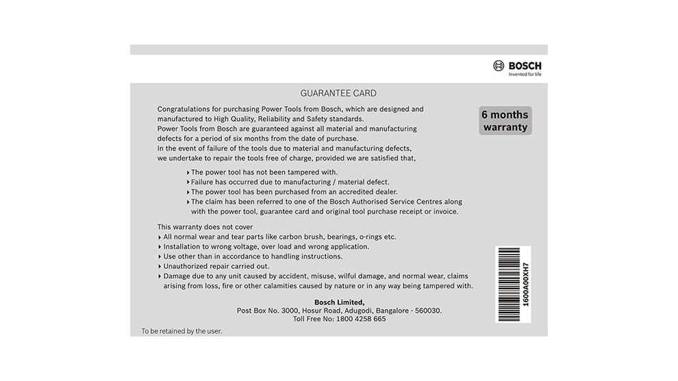 Warranty for Bosch Professional Bosch Professional