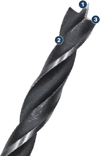 Bosch wood drill bit with optimized cutting edge.