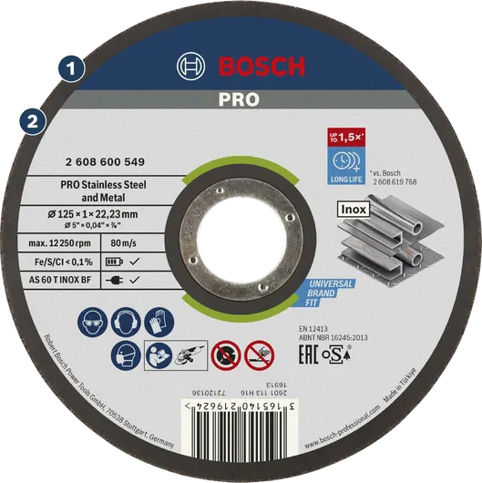 Bosch PRO cutting disc for stainless steel and metal.