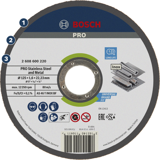 Bosch PRO stainless steel and metal cutting disc.