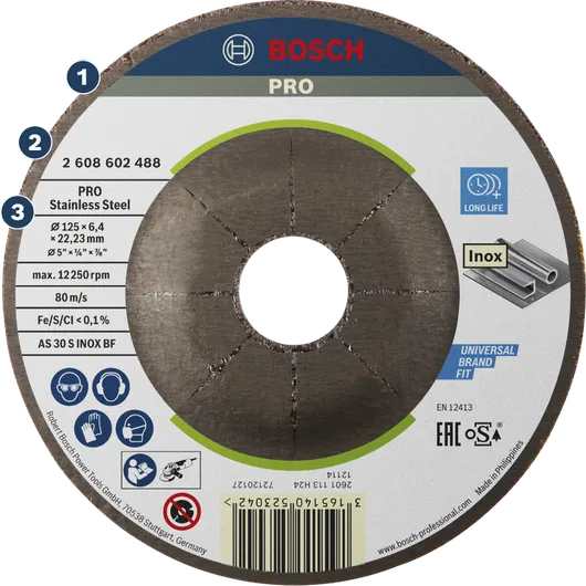 Bosch Pro stainless steel cutting disc for angle grinders.