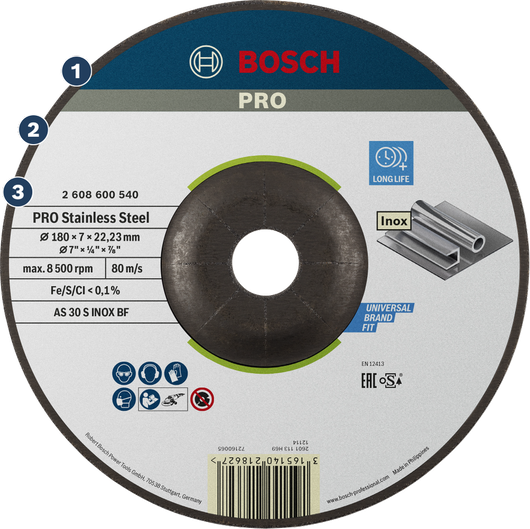 Bosch PRO Stainless Steel cutting disc for Inox.