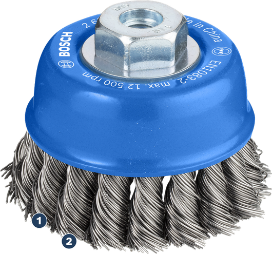 Bosch PRO Metal heavy cup brush 75 mm for angle grinders.