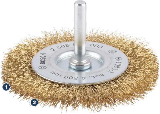 Bosch wire wheel brush for drill cleaning and surface prep.