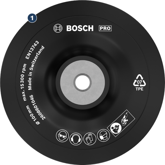 Bosch PRO Backing Pad Soft 100 mm for angle grinders.