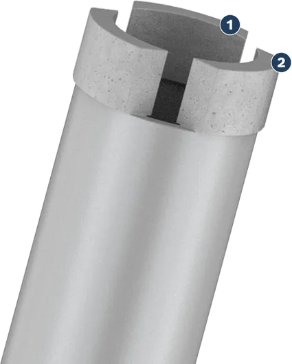 Bosch concrete core drill bit with open segment design.