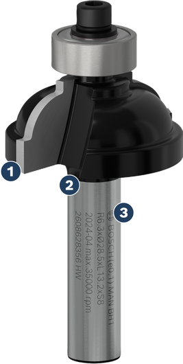 Bosch round over router bit with ball bearing guide.