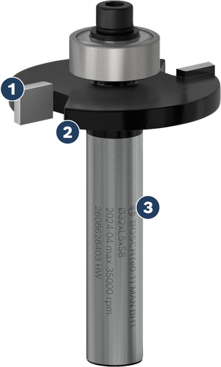 Bosch router bit for precise groove cutting.