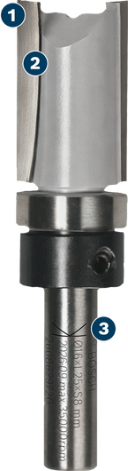 Bosch router bit top bearing flush trim 16x25x8 mm.
