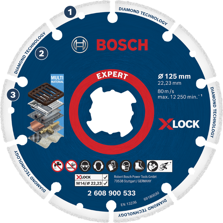 Bosch Expert X-LOCK multi material diamond cutting disc.