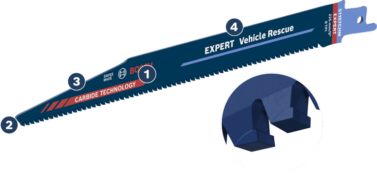 Bosch Expert Vehicle Rescue saw blade with carbide technology.