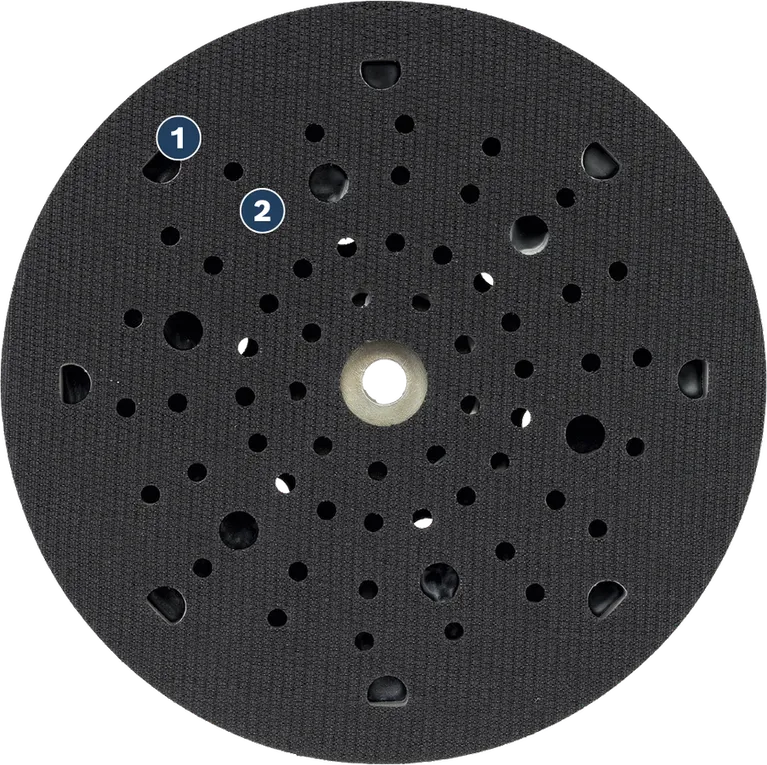 Bosch sanding pad for orbital sanders with multi-hole design.