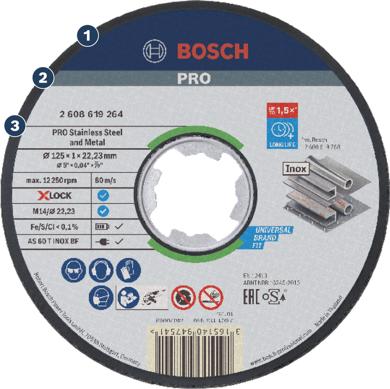 Bosch PRO stainless steel and metal cutting disc.