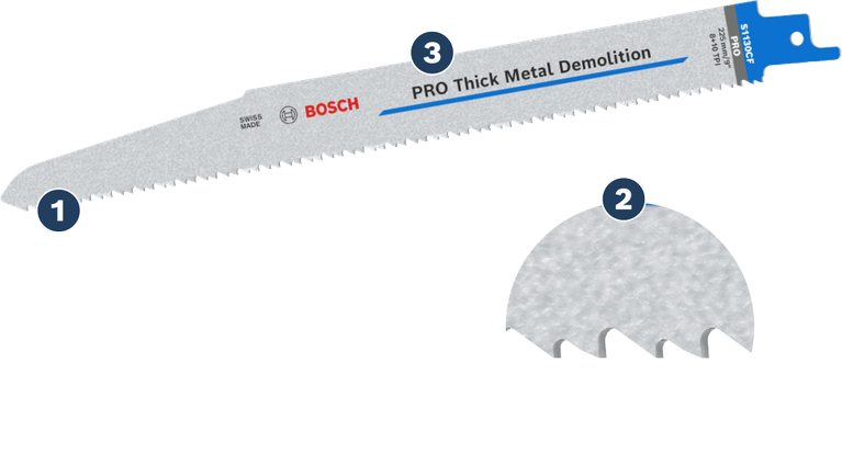 Bosch PRO Thick Metal Demolition reciprocating saw blade.
