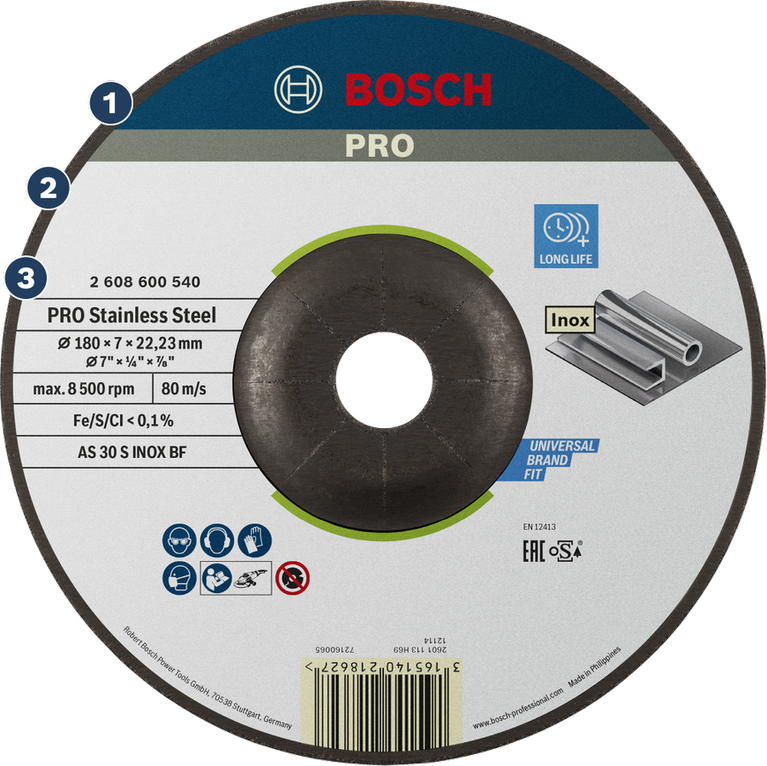 Bosch PRO Stainless Steel cutting disc for Inox.