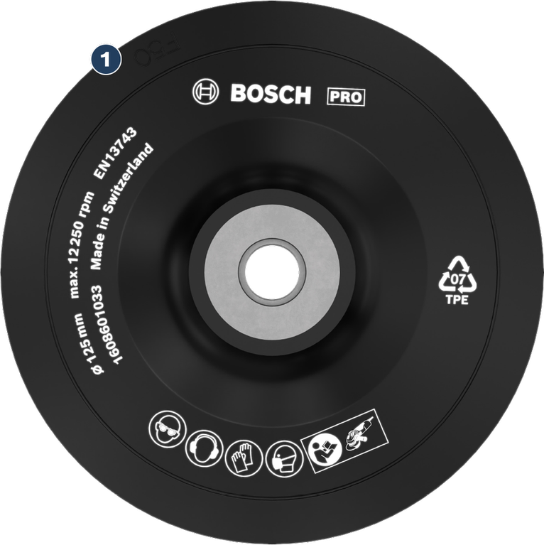Bosch PRO 125mm angle grinder backing pad.