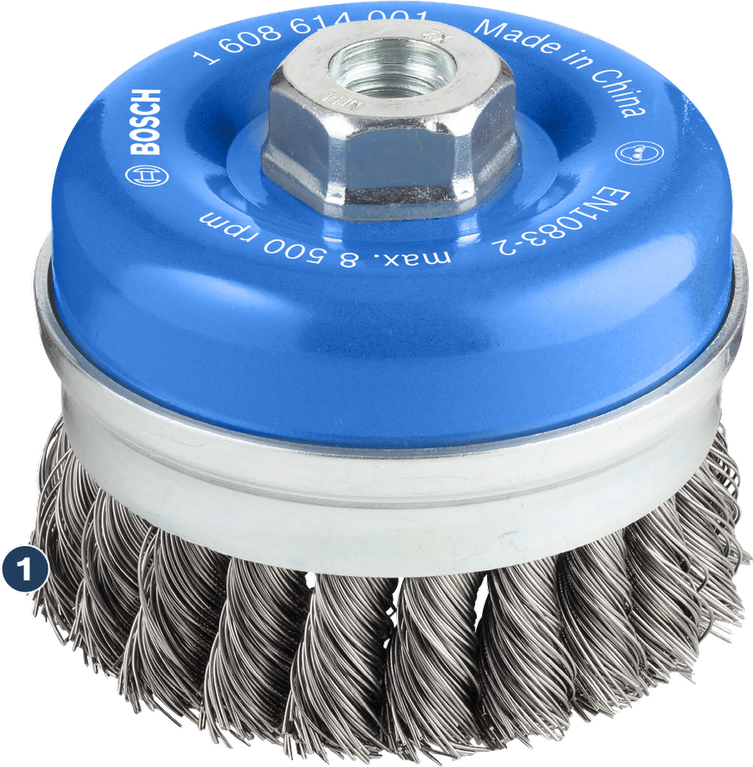 Bosch wire cup brush for angle grinders.