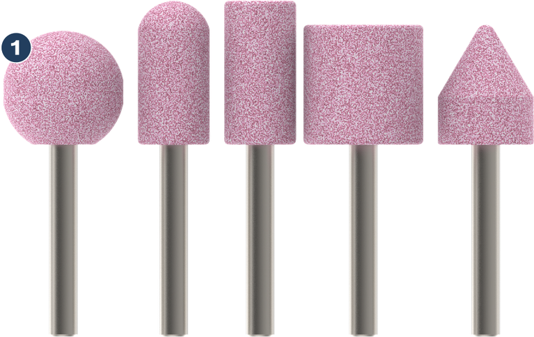 Bosch grinding stone set for metal and stone shaping.