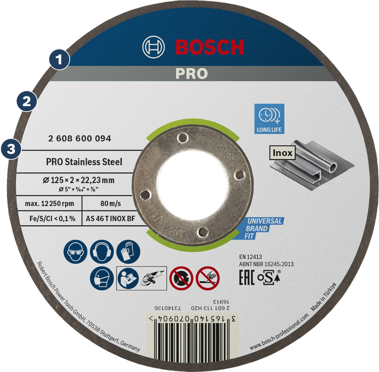 Bosch PRO Stainless Steel cutting disc for Inox.