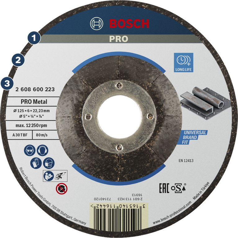Bosch PRO Metal grinding disc for universal brand fit.