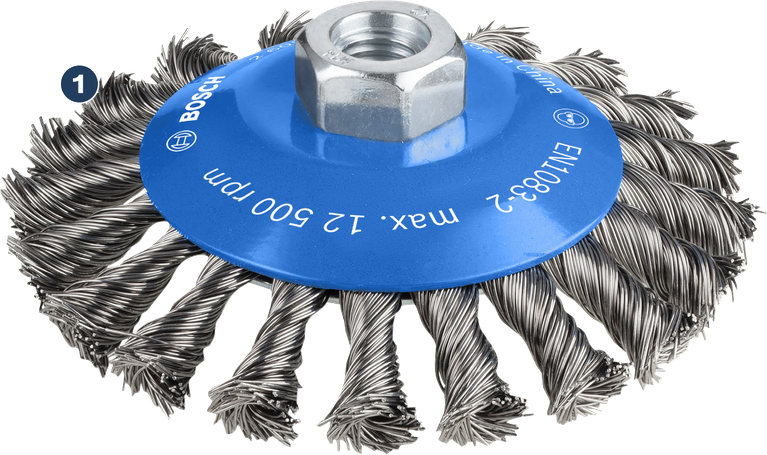 Bosch wire cup brush for angle grinders.