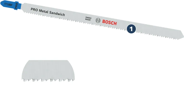 Bosch PRO Metal Sandwich jigsaw blade for metal cutting.