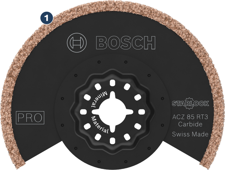 Bosch ACZ 85 RT3 carbide Starlock cutting blade.