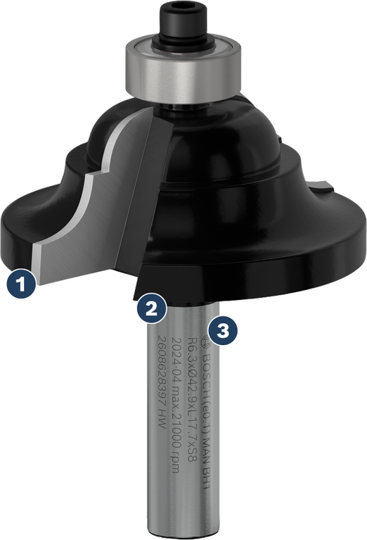 Bosch PRO Router Bit Cove and Bead R 6.3 shank 8 mm.