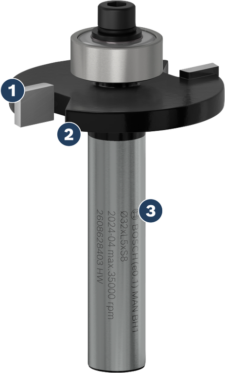 Bosch router bit for precise groove cutting.