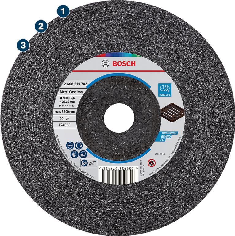 Bosch metal cast iron grinding disc 180 x 6.6 mm.