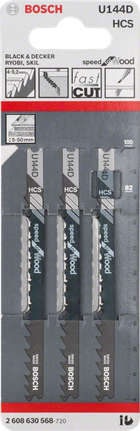 Bosch U 144 D jigsaw blades 3-pack.