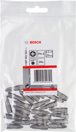 Bosch PH2 25mm screwdriver bits 25-pack.