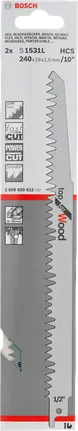 Bosch S 1531L wood reciprocating saw blade for fast cutting.