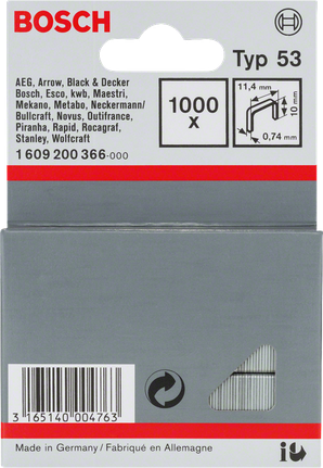 Bosch Typ 53 staples pack 1000 for staplers.