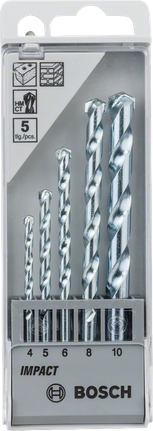 Bosch 5-piece CYL-1 masonry drill bit set 4/5/6/8/10 mm.