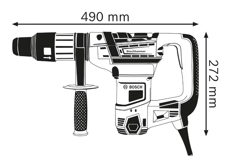 Rotary hammer dimensions.