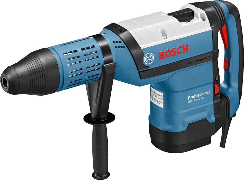 Bosch GBH 12-52 DV rotary hammer drill with side handle.