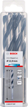 Bosch HSS PointTeQ 12.9mm drill bits.