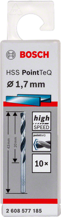 Bosch HSS PointTeQ 1.7mm drill bit pack.