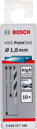 Bosch HSS PointTeQ 1.8mm drill bit.