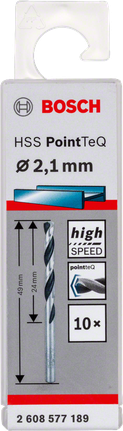 Bosch HSS PointTeQ 2.1mm drill bit pack.