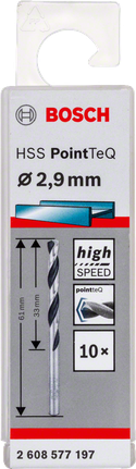 Bosch HSS PointTeQ 2.9mm drill bit.