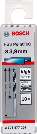 Bosch HSS PointTeQ 3.9mm drill bit pack.