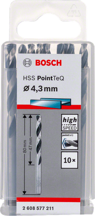 Bosch HSS PointTeQ 4.3mm drill bits pack.