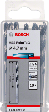 Bosch HSS PointTeQ 4.7mm drill bits pack.