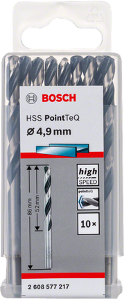 Bosch HSS PointTeQ 4.9mm drill bits pack.