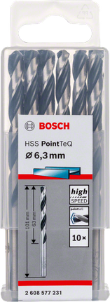 Bosch HSS PointTeQ 6.3mm drill bits pack.
