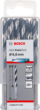 Bosch HSS PointTeQ 6.6mm drill bits.