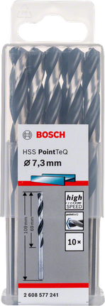 Bosch HSS PointTeQ 7.3mm drill bits pack.