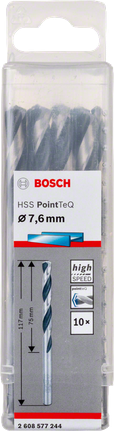 Bosch HSS PointTeQ 7.6mm drill bit pack.